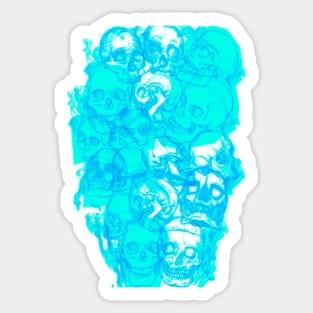 Blue Skull Flame Sticker